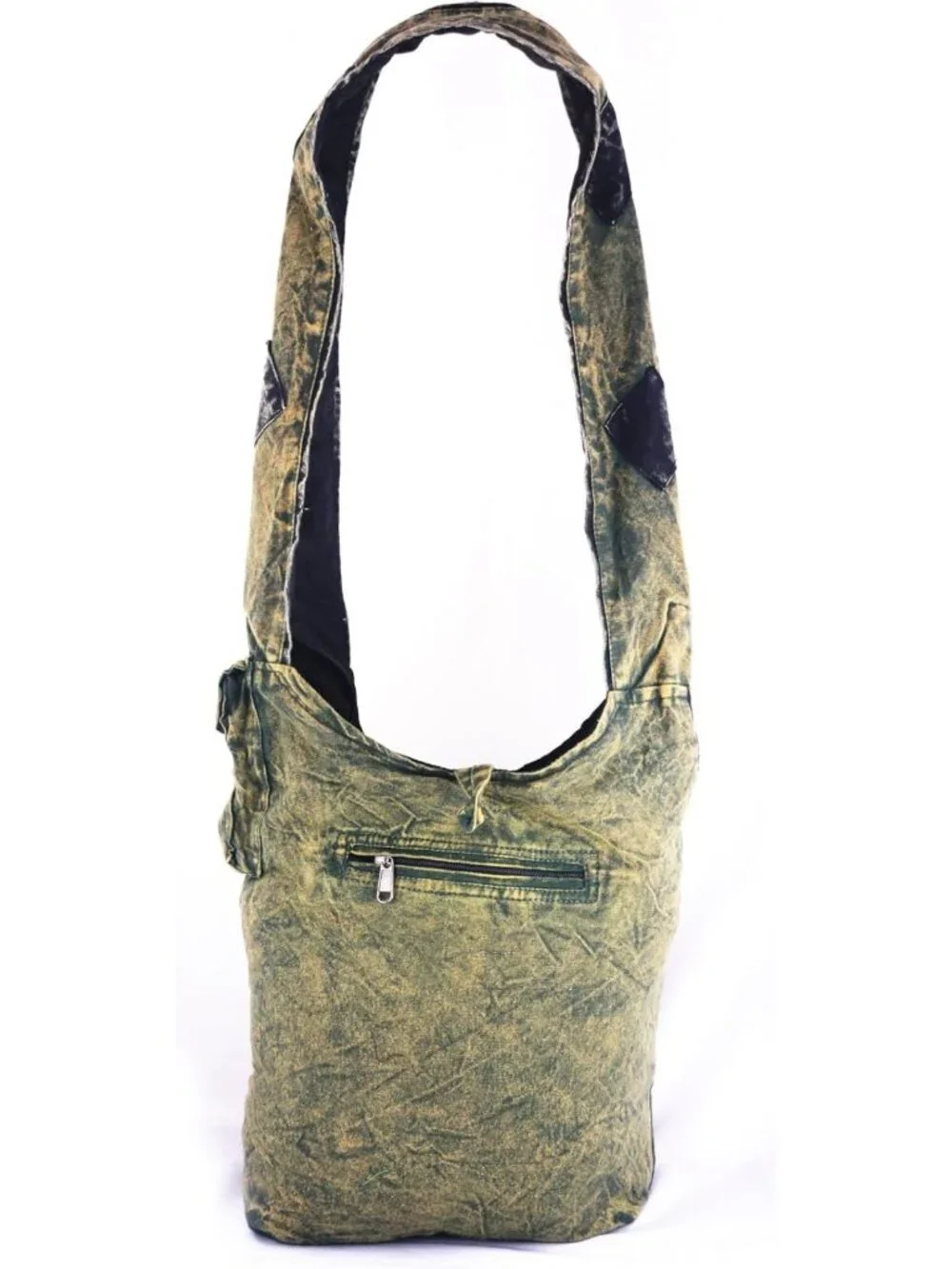 Large Handmade Cotton Jacquard Crossbody Bag - Embroidered Hobo Purse, Top Zip